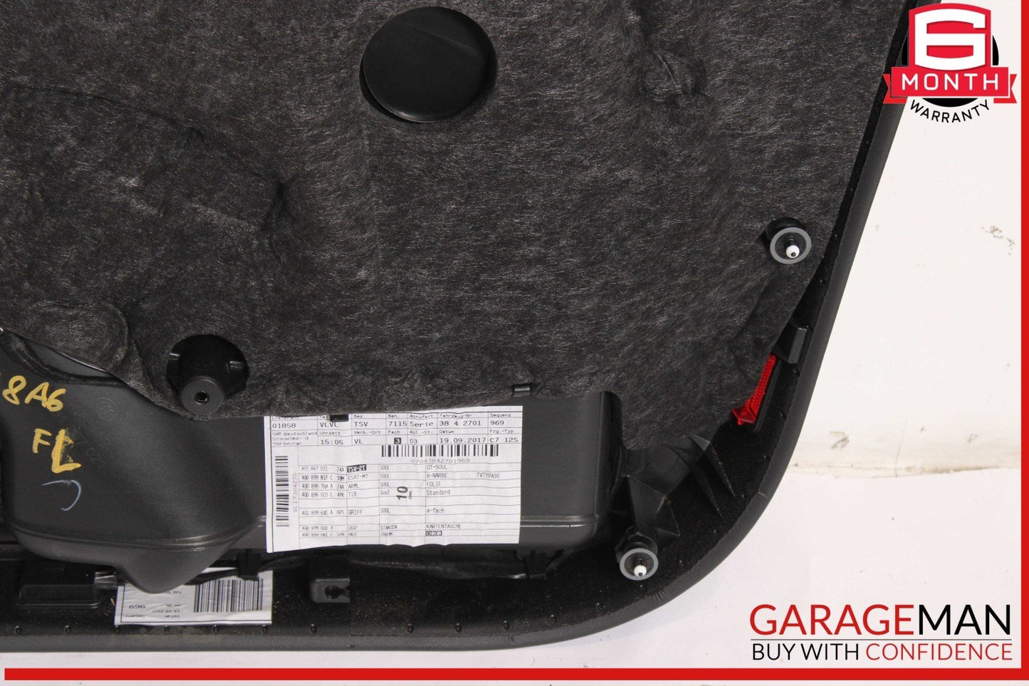 12-18 Audi A6 Front Left Side Interior Door Panel 4G1867103AD OEM