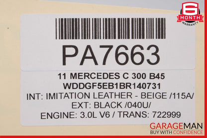 08-14 Mercedes W204 C300 Base Left Side Rocker Skirt Molding Panel Cover Black