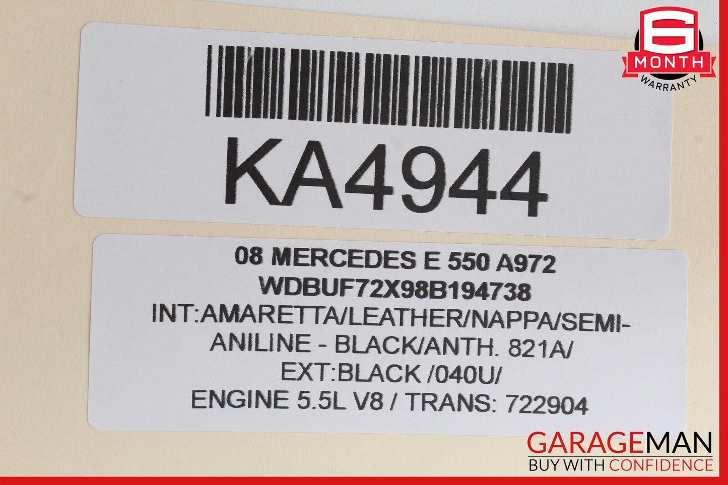 03-09 Mercedes W211 E550 Rear Right Passenger Exterior Door Handle Black OEM