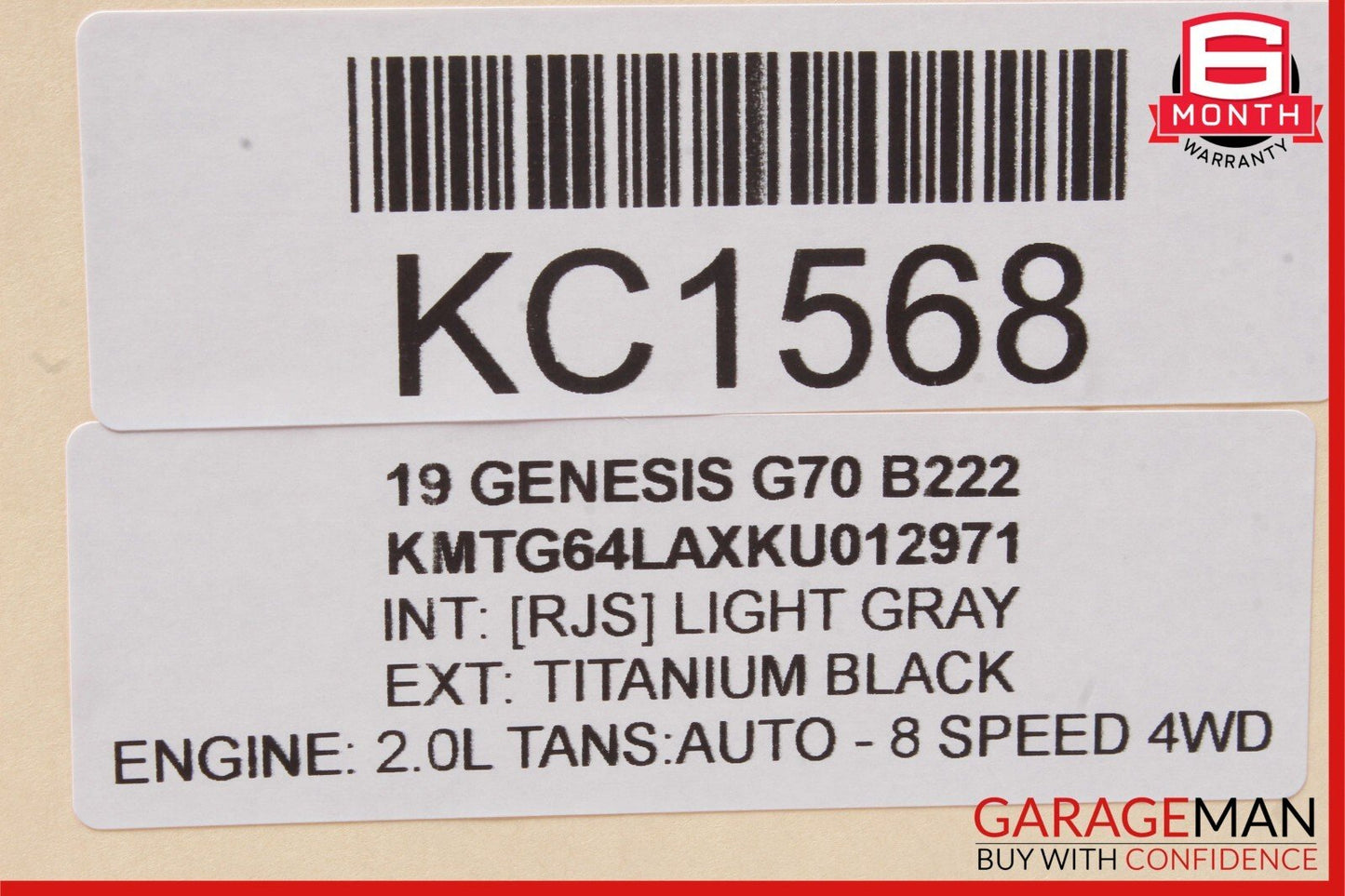 19-21 Genesis G70 Interior Front Overhead Dome Light Gray 92810-G9070 OEM