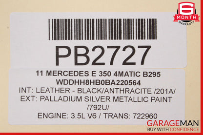 10-13 Mercedes W212 E350 Front Right Lower Bottom Seat Cushion Assembly OEM