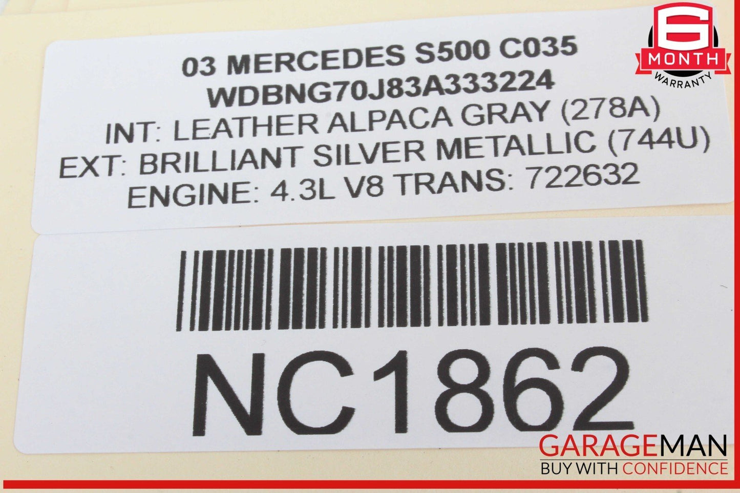 00-06 Mercedes W220 S500 Center Console Ash Tray Ashtray Compartment OEM