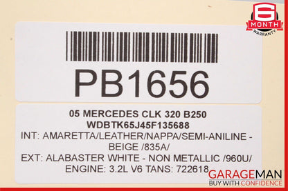 03-05 Mercedes W209 CLK500 Right Passenger Interior Door Panel Assembly Beige