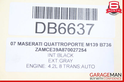 03-13 Maserati Quattroporte M139 Rear Trunk Lid Deck Shell Panel Gray OEM