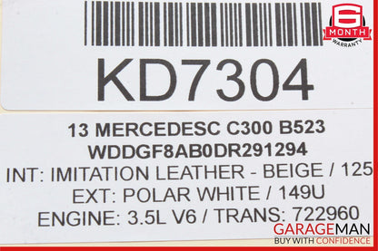 12-14 Mercedes W204 C300 C250 Sedan Right Side Exterior Door Handle White