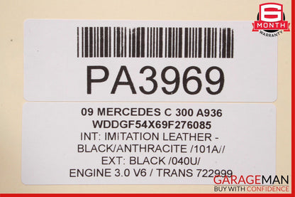 08-11 Mercedes W204 C300 Left Driver Side Rocker Panel Side Skirt Black OEM