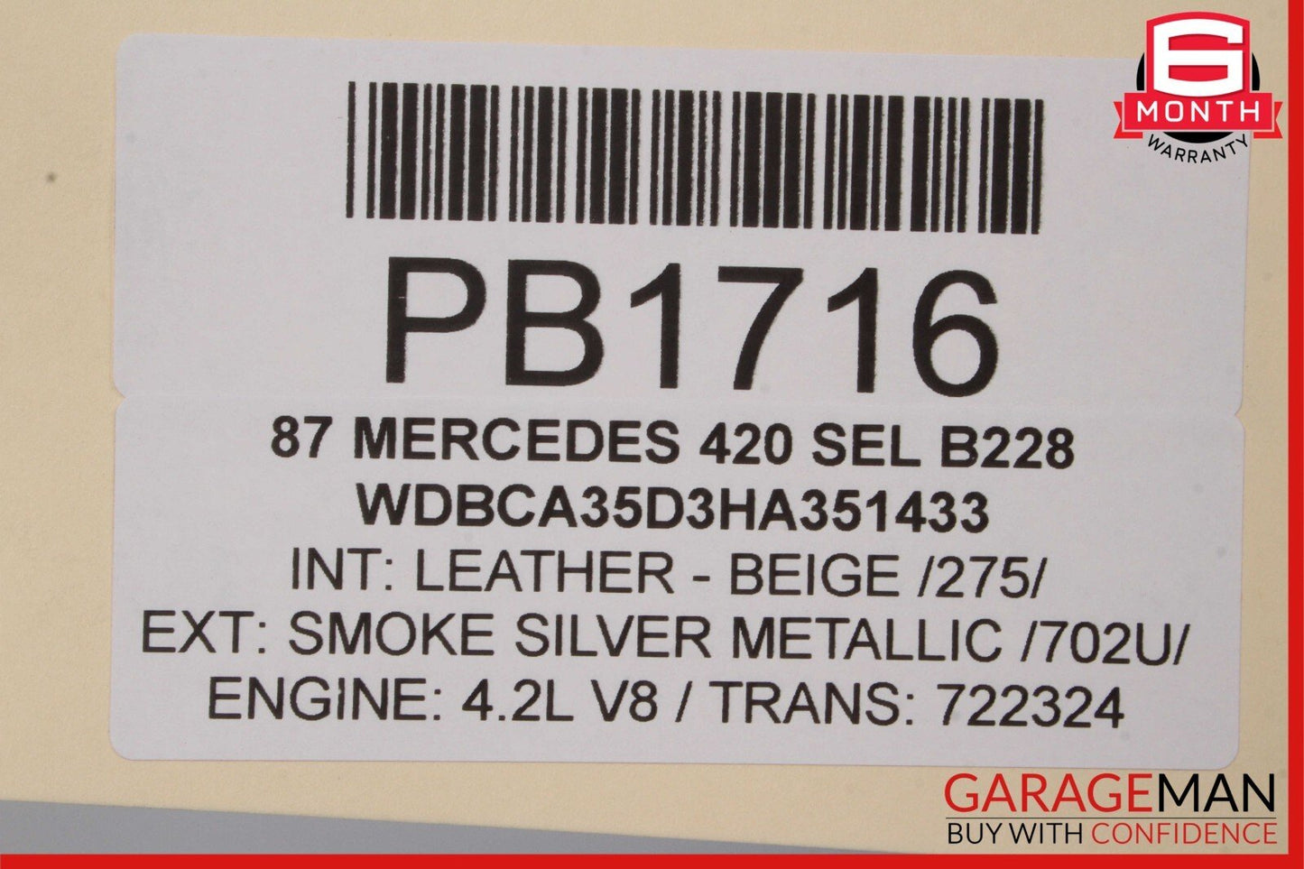86-91 Mercedes W126 420SEL 560SEL Right Passenger Side Skirt Rocker Panel Silver