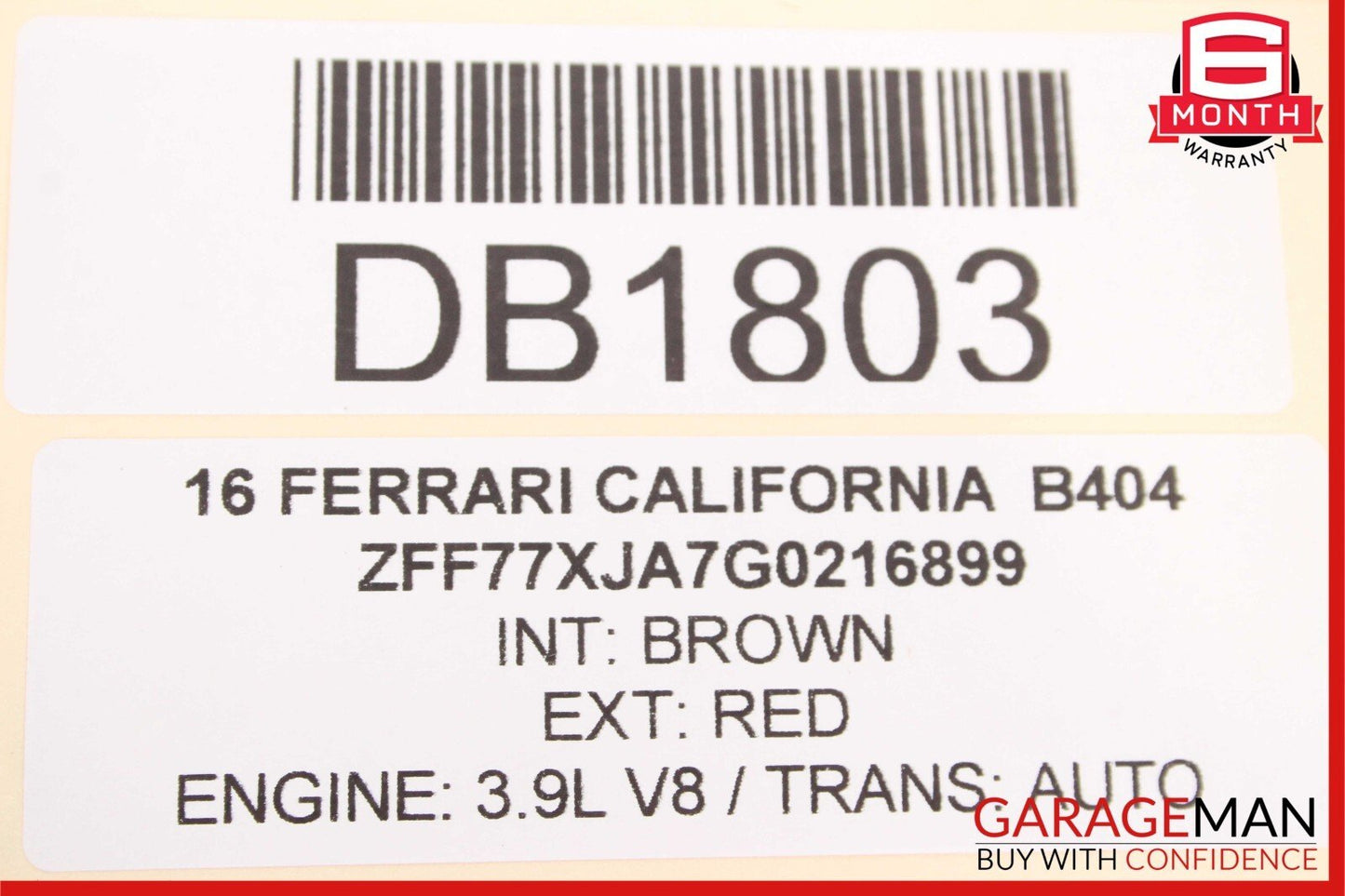 15-18 Ferrari California Rear Right Side Top Upper Seat Cushion Cover Brown