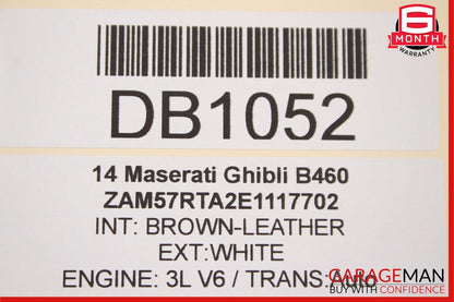 14-17 Maserati Ghibli Rear Left Side Complete Interior Door Panel Cover Black