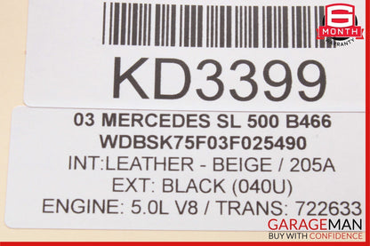 03-12 Mercedes SL500 E550 G500 G55 AMG Steering Wheel Airbag Air Bag Beige