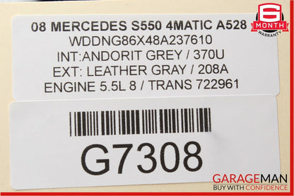07-09 Mercedes W221 S550 Rear Left Window Regulator Control Trim Bezel Grey OEM