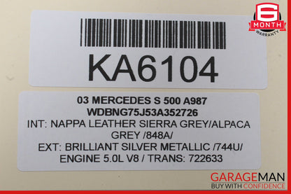 00-06 Mercedes W220 S500 Rear Right Passenger Side Exterior Door Handle OEM