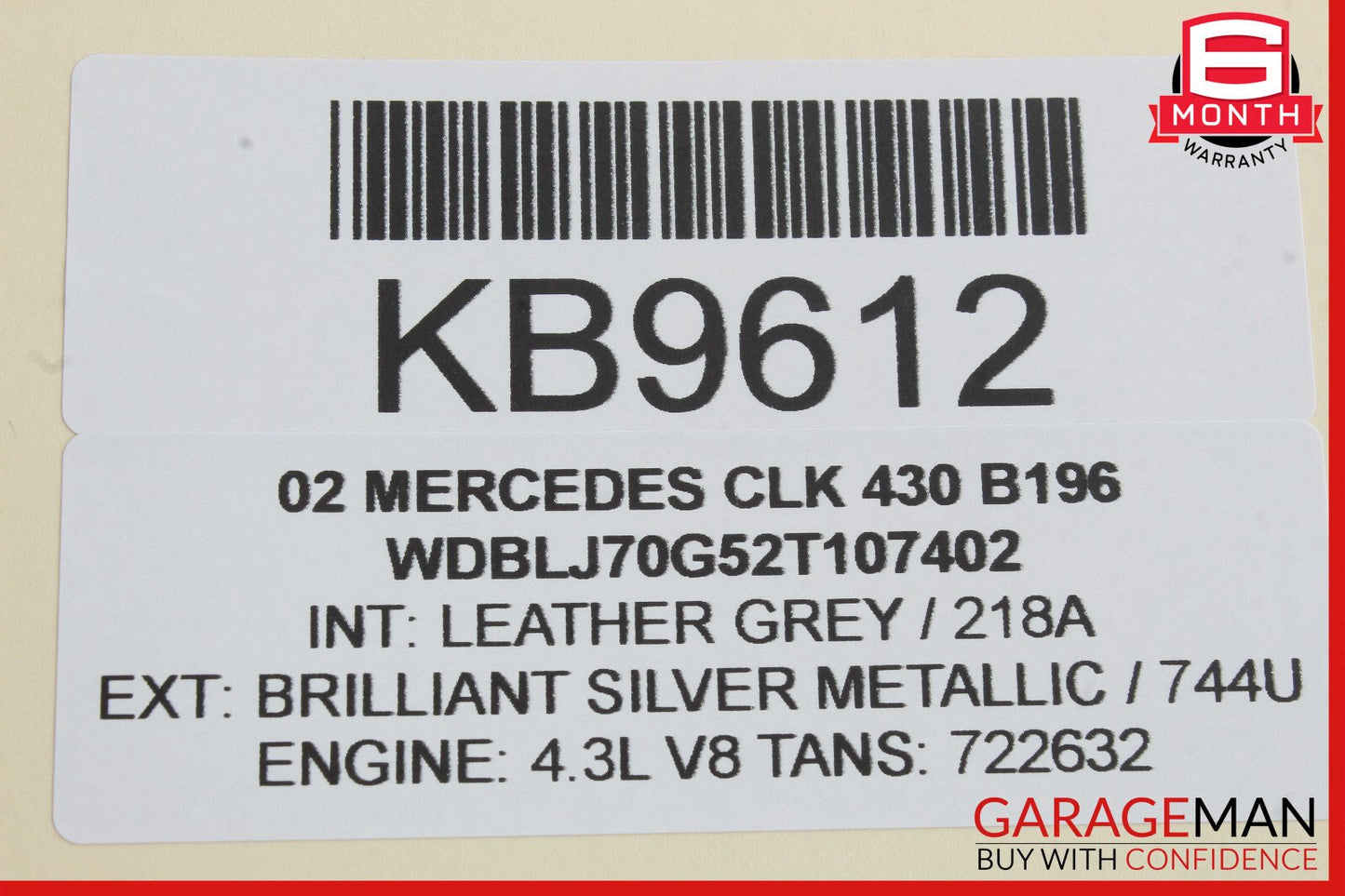 97-03 Mercedes W208 CLK430 CLK320 Inner Tail Light Lamp Rear Left Driver OEM