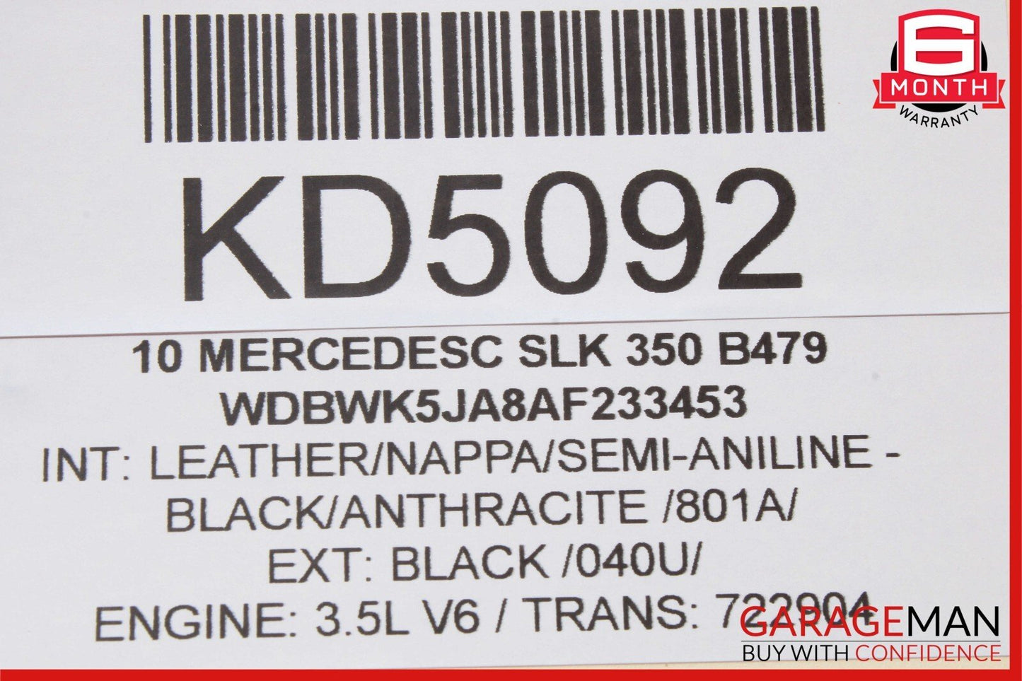 05-11 Mercedes R171 SLK280 SLK350 Rear Left Side Door Quarter Window Glass