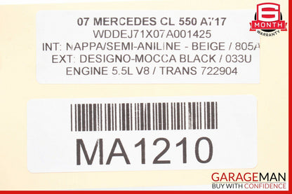 07-13 Mercedes W216 CL550 S550 S500 Instrument Cluster Dash Control Switch OEM