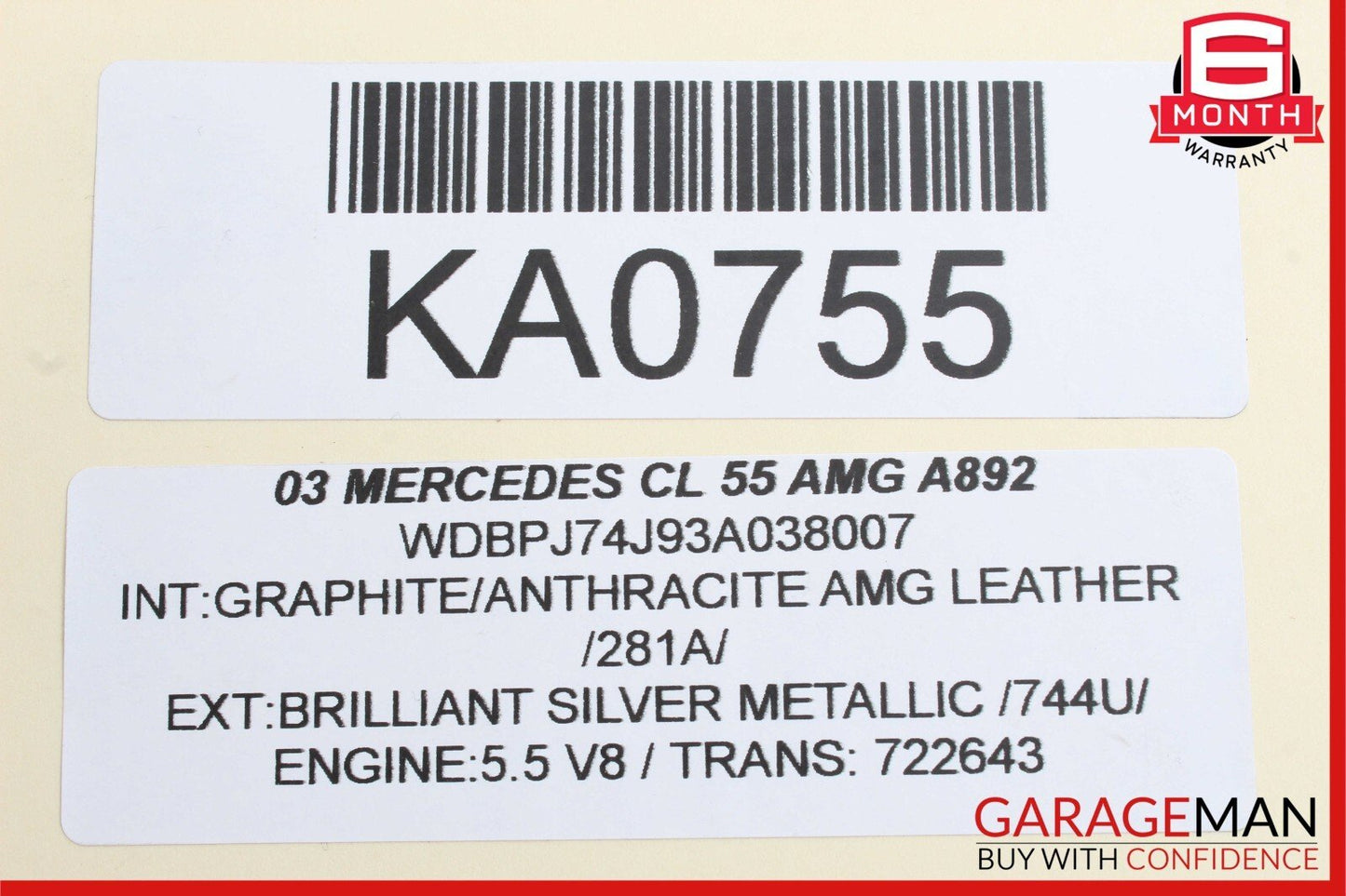 03-06 Mercedes W220 S55 CL55 AMG Battery Negative Cable 2205403933 OEM