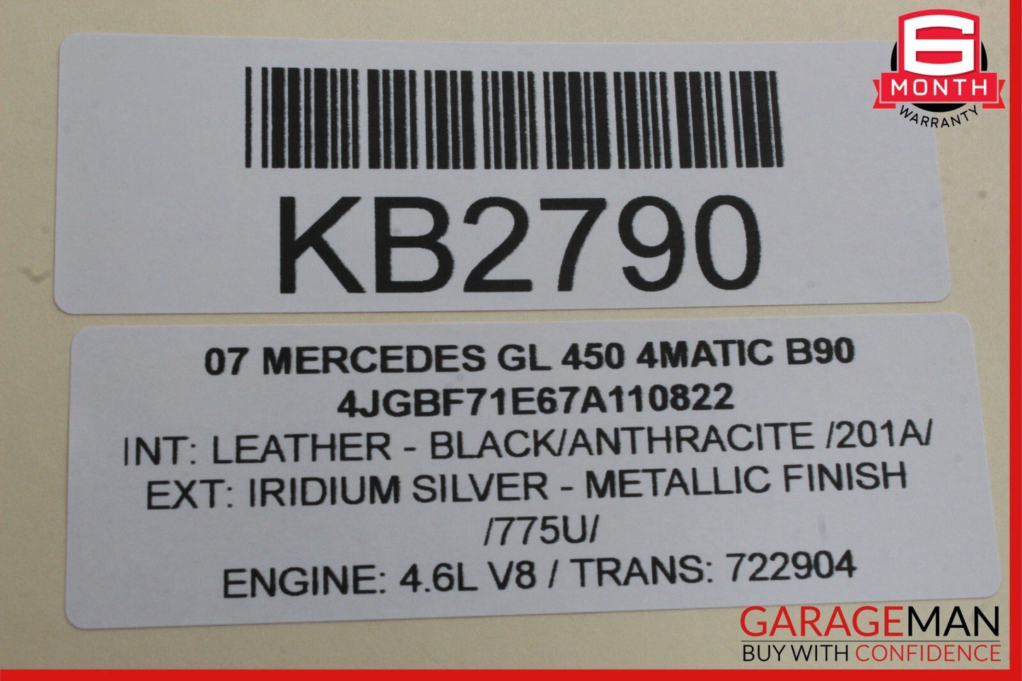 06-13 Mercedes X164 GL450 R350 Rear Overhead Dome Light Lamp Parking Sensor OEM