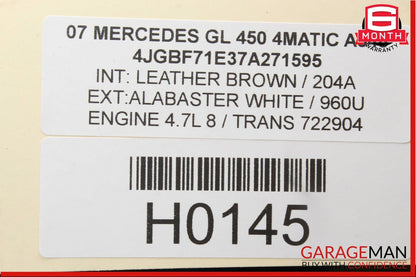 06-12 Mercedes GL450 ML450 R350 Front Right Passenger Door Control Module Unit