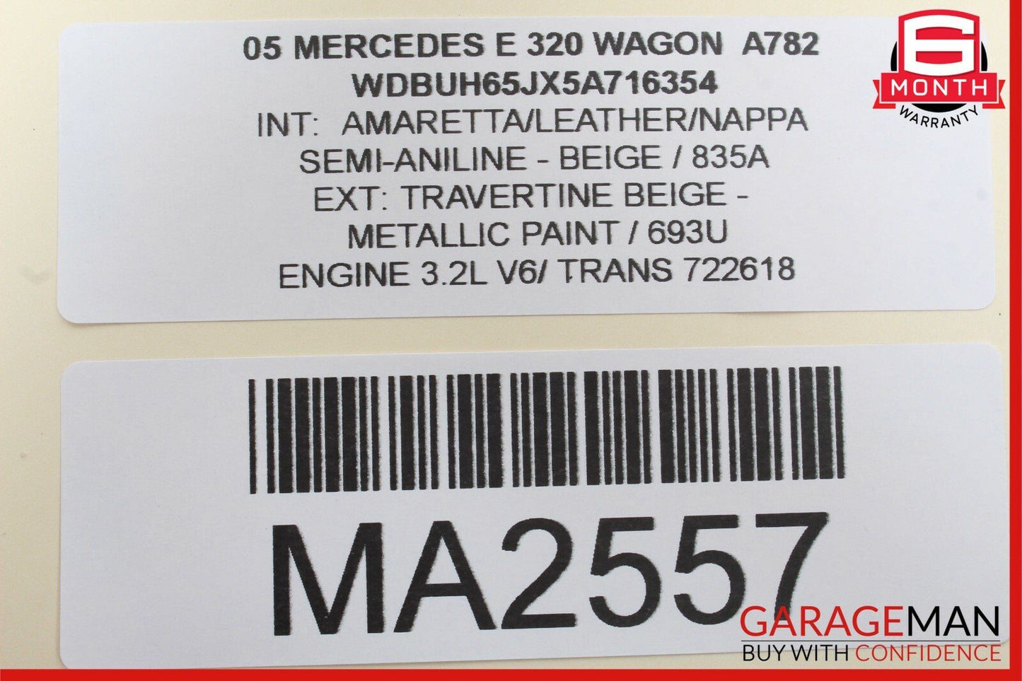03-11 Mercedes W211 E350 E500 CLS500 Rear Dome Light Lamp Tan 2118202001 OEM