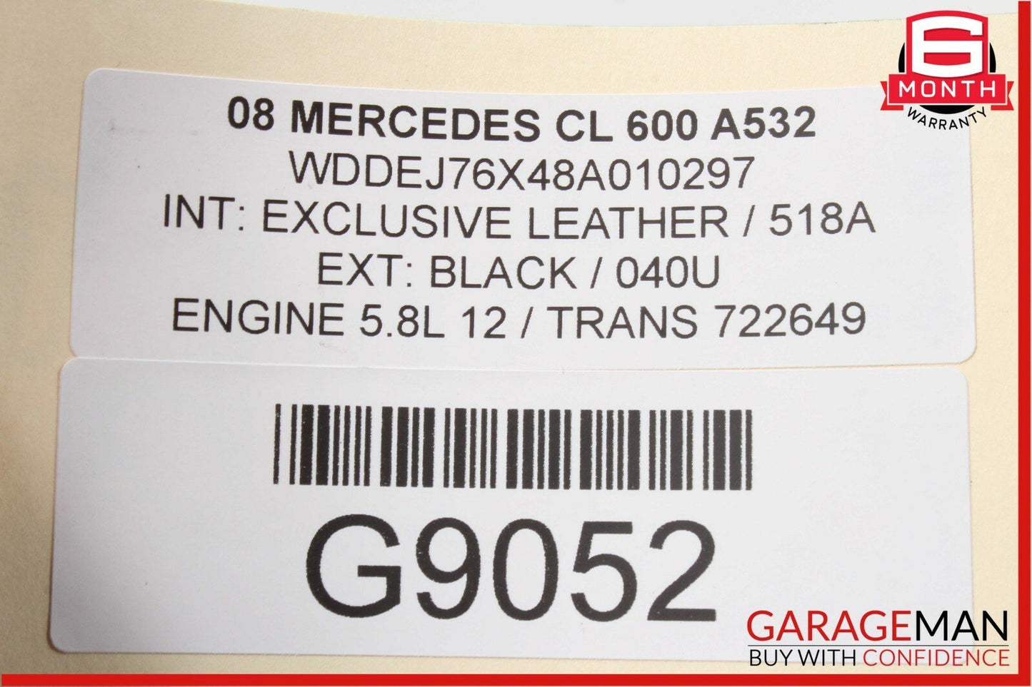 07-10 Mercedes CL600 Roof Headliner Sunshade Pillar Trim Assembly Suede Grey