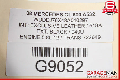 07-10 Mercedes CL600 Roof Headliner Sunshade Pillar Trim Assembly Suede Grey