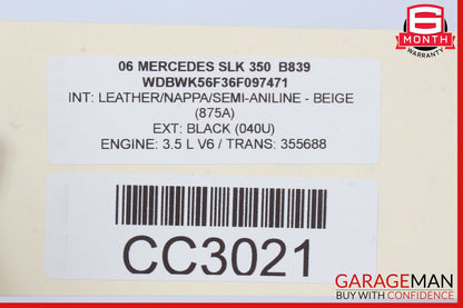 05-11 Mercedes R171 SLK300 Front Left Side Interior Door Panel Cover Assembly