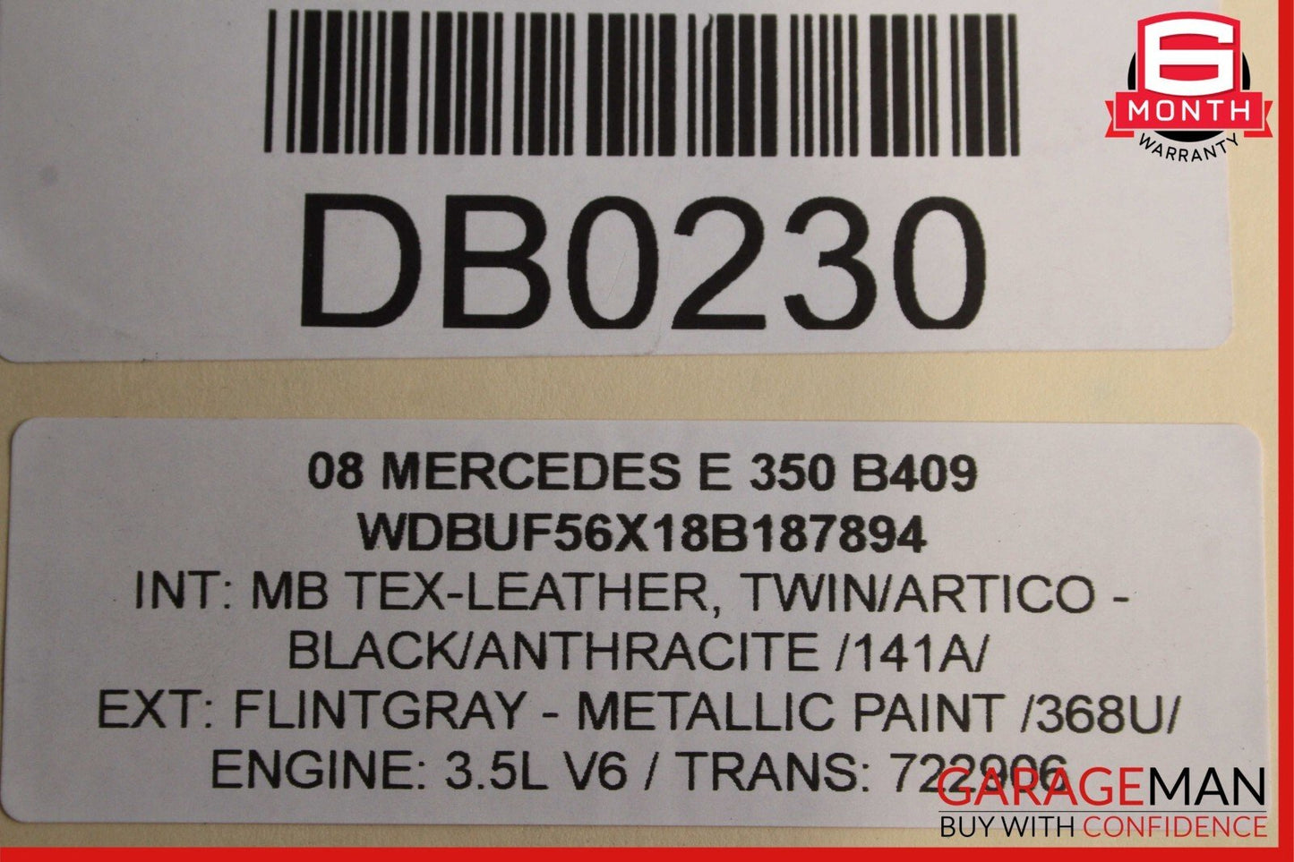 07-09 Mercedes W211 E350 Front Right or Left Top Upper Seat Cushion Black OEM
