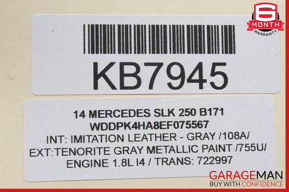 12-16 Mercedes R172 SLK350 Front Left Side Exterior Door Handle Keyless Go OEM