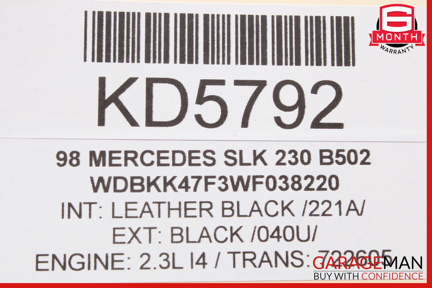 97-00 Mercedes R170 SLK230 Left Side Exterior Door Handle Black 1707660001 OEM