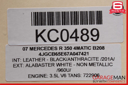 06-11 Mercedes W251 R350 Front Right Side Sunvisor Sun Visor Shade Gray OEM