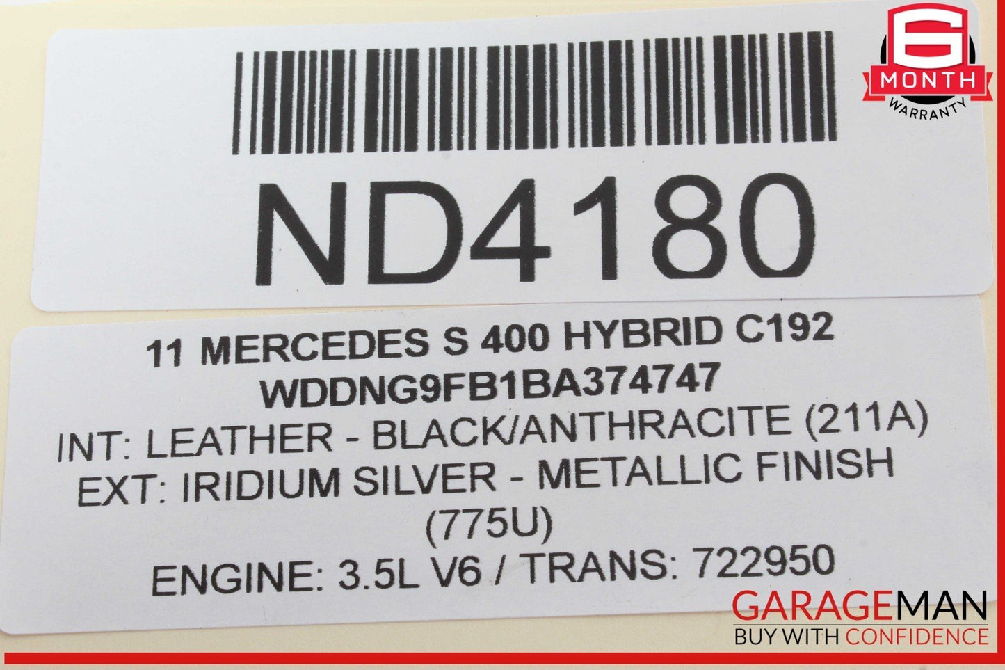 07-14 Mercedes W221 S400 Hybrid Rear Left Air Airmatic Suspension Shock Strut