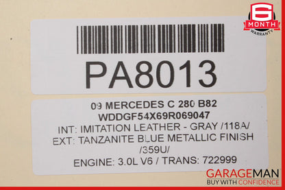 08-11 Mercedes W204 C300 C350 Front Right Side Seat Cushion Top Upper Gray OEM