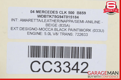 03-05 Mercede W209 CLK500 Convertible Door Panel Front Right Side Gray OEM