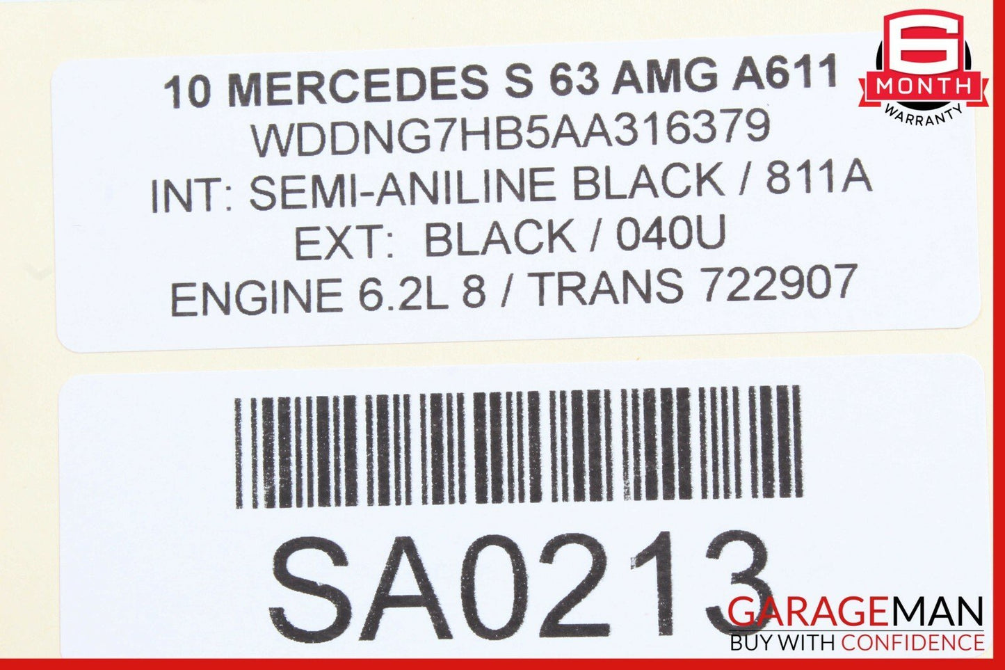 10-13 Mercedes W221 S63 Rear Recline Seat Cushion Top Upper Right OEM