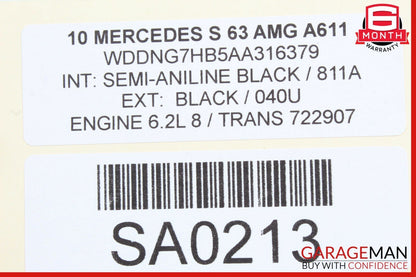 10-13 Mercedes W221 S63 Rear Recline Seat Cushion Top Upper Right OEM