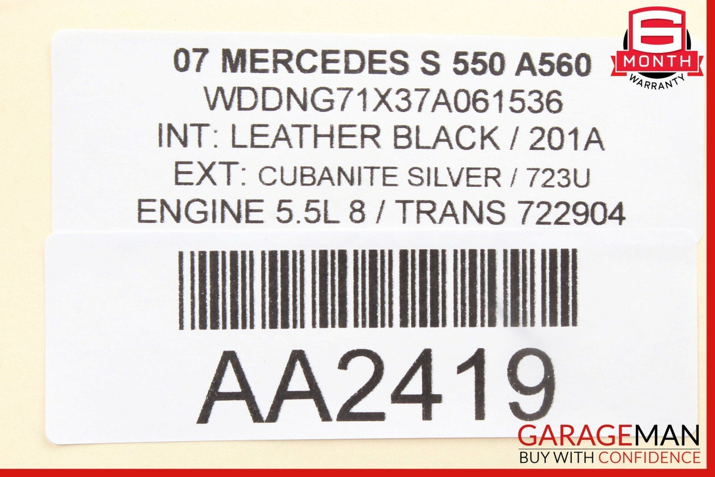 07-13 Mercedes W221 S550 Rear Right Door Lock Latch Actuator Handle Assembly OEM