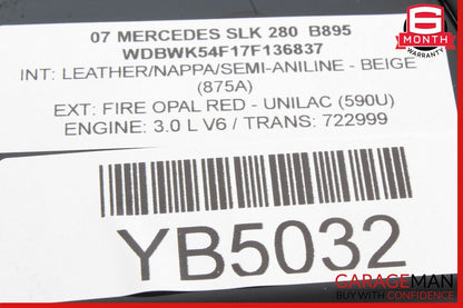 05-11 Mercedes R171 SLK280 SLK350 Rear Right Side Door Quarter Window Glass
