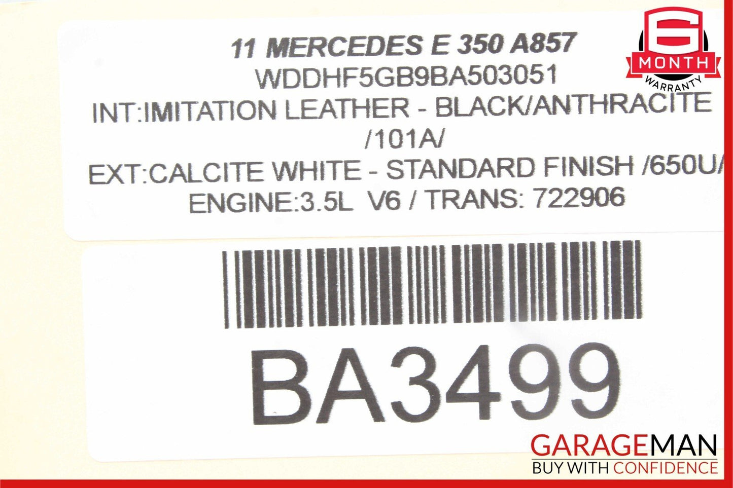 10-13 Mercedes W212 E350 E400 Rear / Front Right Exterior Door Handle White