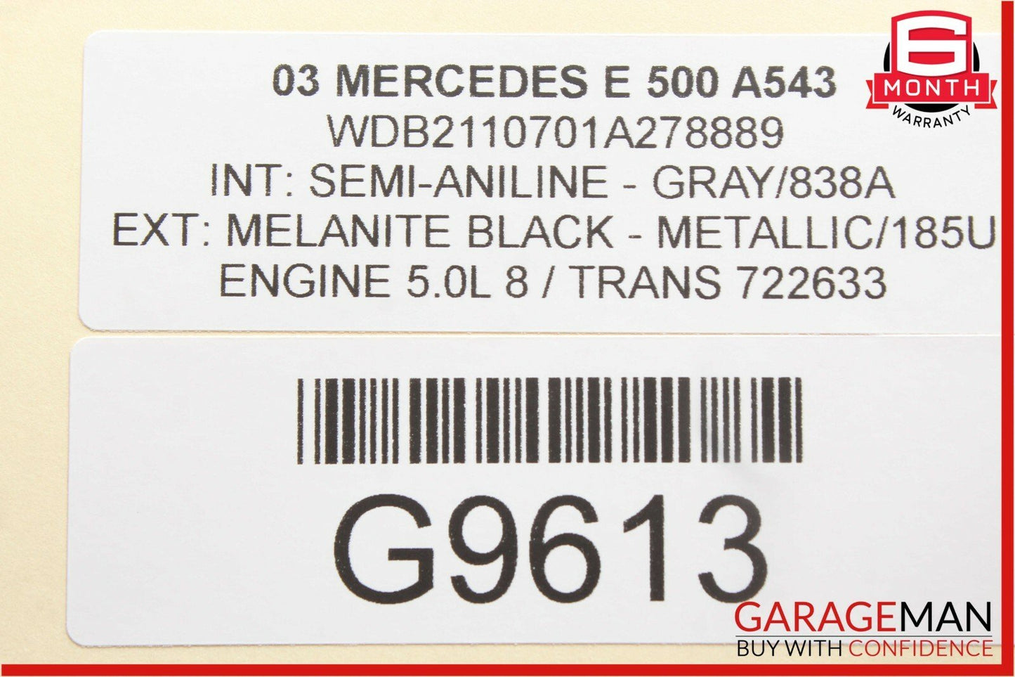 03-09 Mercedes W211 E550 E500 Rear Right Side Door Window Regulator Motor