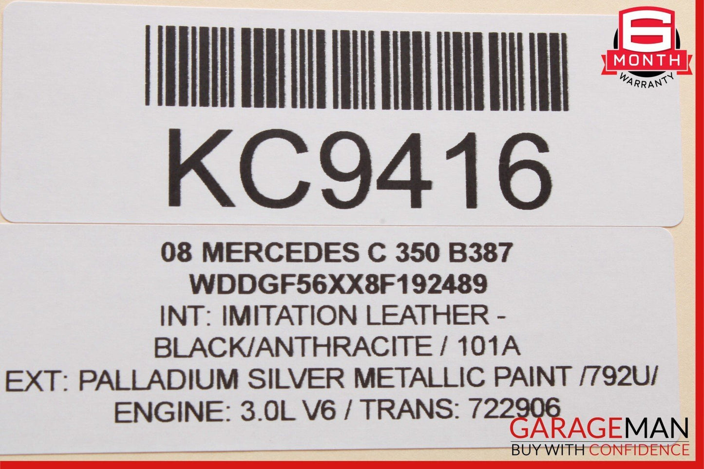 08-14 Mercedes W204 C350 C250 Right Side Exterior Door Handle Palladium Silver