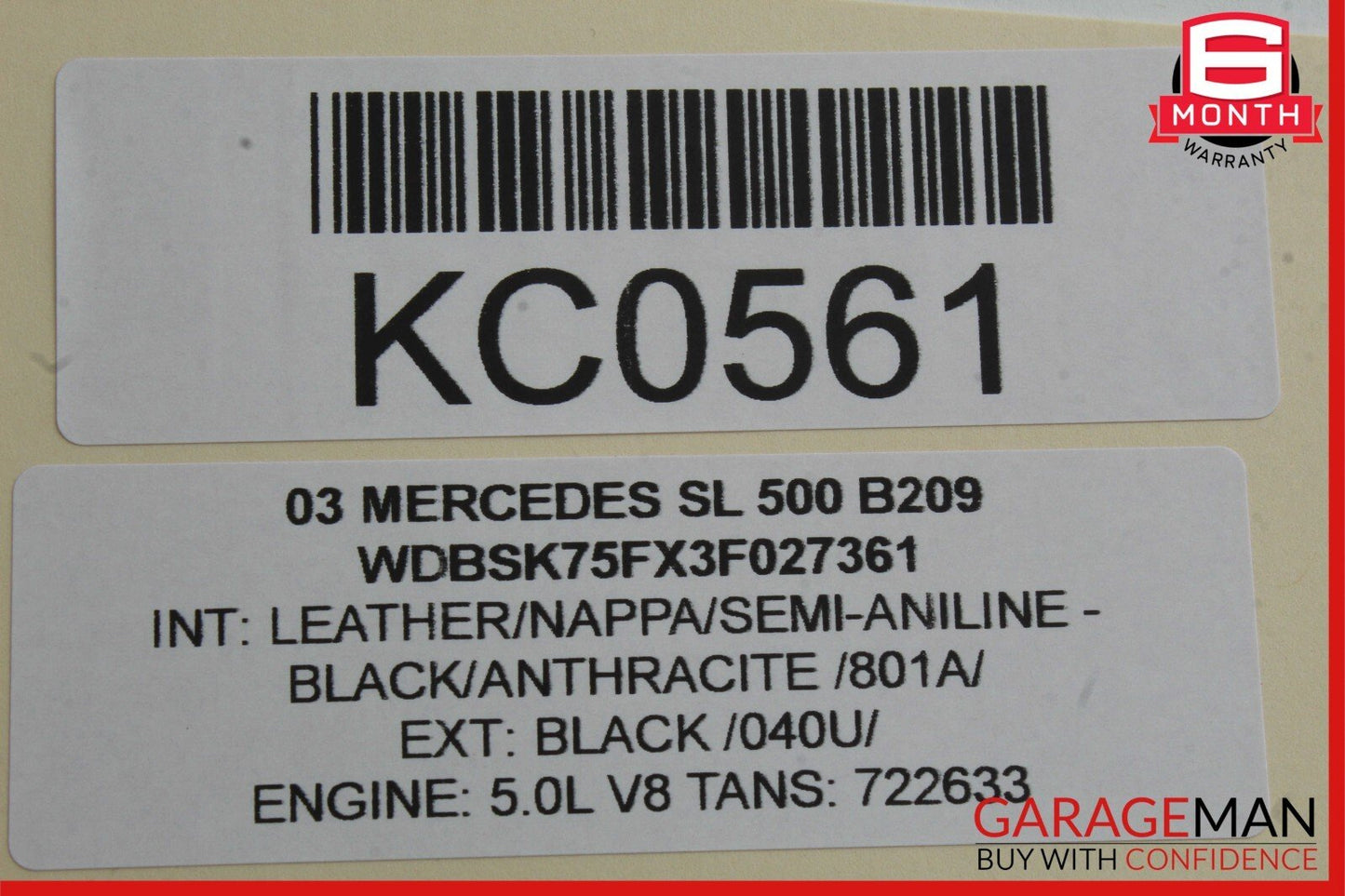 03-12 Mercedes R230 SL500 SL55 AMG Left Trunk Lock Frame Cylinder 2307901371 OEM
