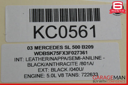 03-12 Mercedes R230 SL500 SL55 AMG Left Trunk Lock Frame Cylinder 2307901371 OEM