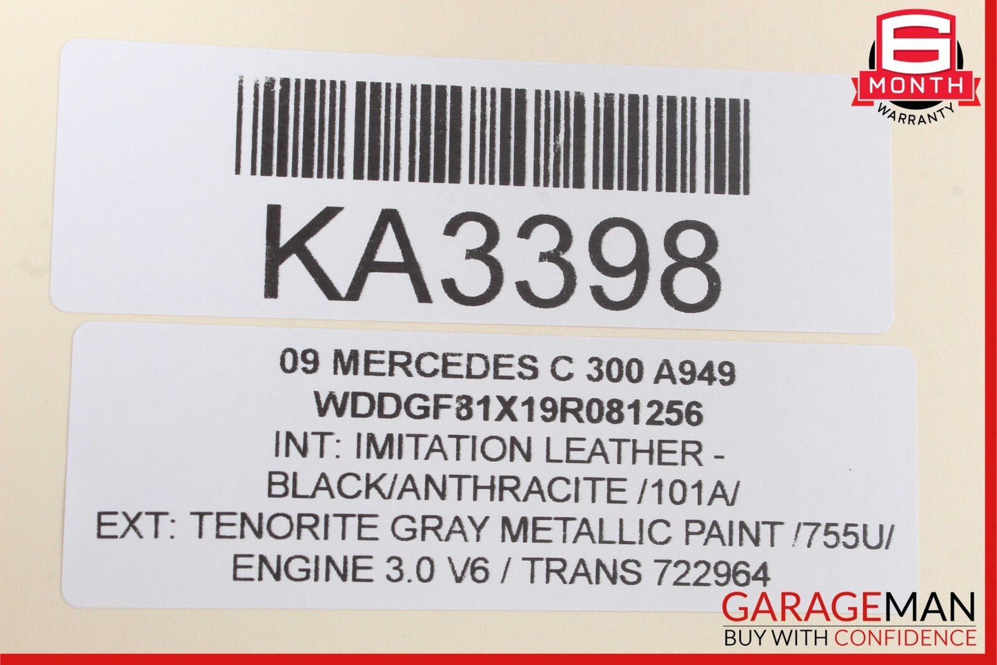 08-14 Mercedes W204 C350 C300 C63 AMG Rear Left Side Exterior Door Handle Gray