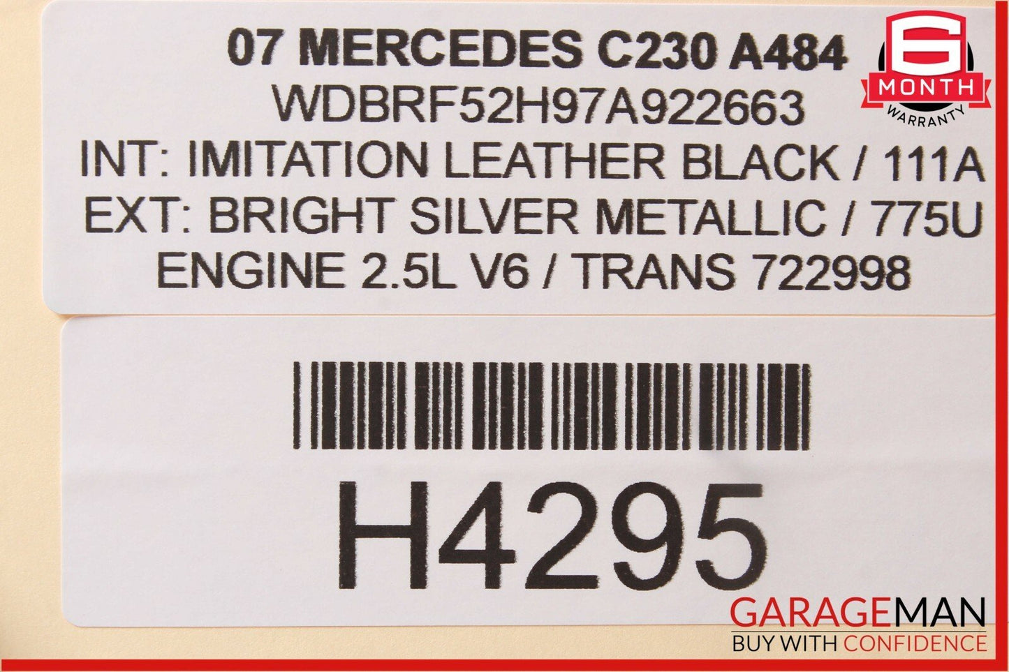 05-07 Mercedes W203 C230 C280 Headlight Lamp Left Driver Side Halogen OEM
