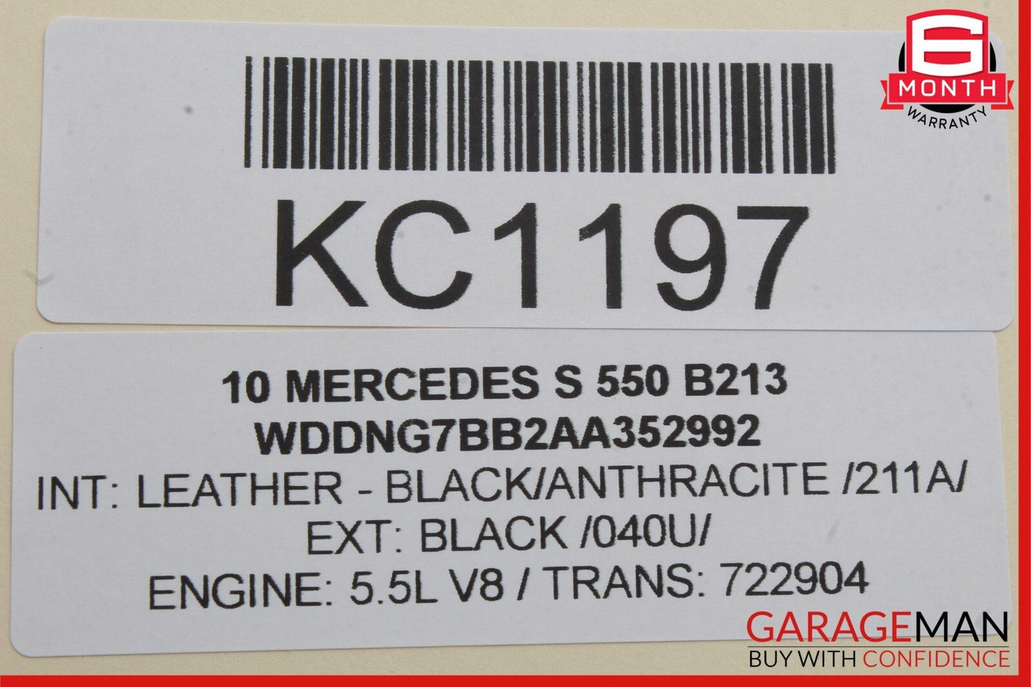 10-13 Mercedes W221 S550 S600 S65 AMG Interior Rear View Mirror Assembly Gray