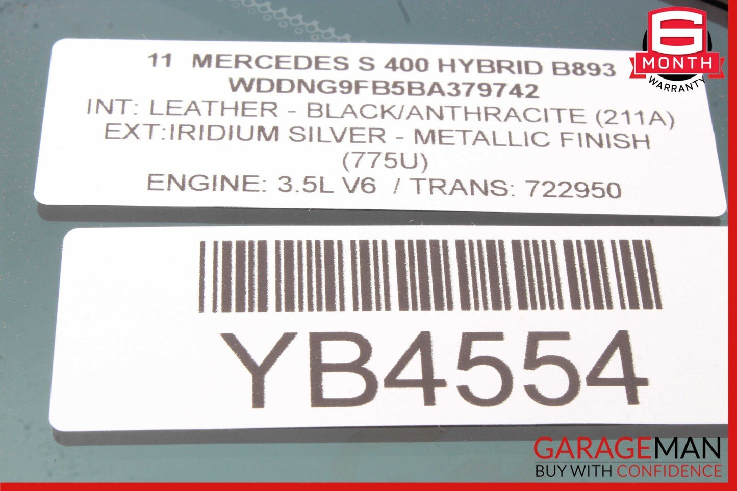 07-13 Mercedes W221 S400 S63 AMG Quarter Window Glass Rear Left Driver Side OEM