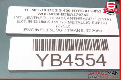 07-13 Mercedes W221 S400 S63 AMG Quarter Window Glass Rear Left Driver Side OEM
