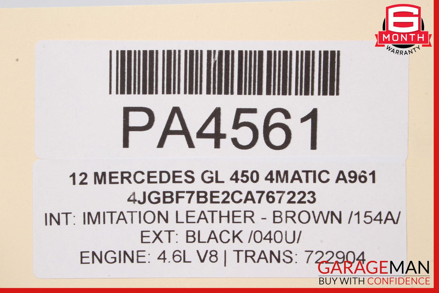 07-12 Mercedes X164 GL550 GL450 Front Right Side Bottom Lower Seat Cushion OEM