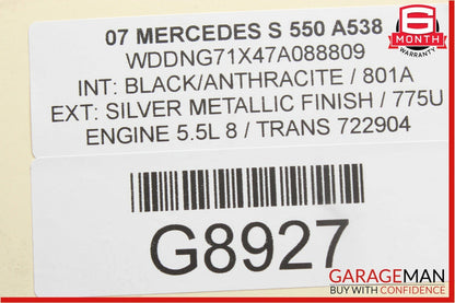 07-09 Mercedes S550 CL550 Rear Trunk SAM Fuse Relay Box Module Assembly