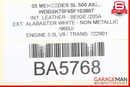 03-06 Mercedes R230 SL500 Steering Column Combination Switch Assembly Beige